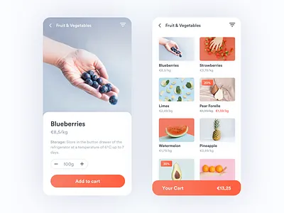 🍉 Groceries Shopping App android app challenge discount filters food fruits groceries groceries app shopping shopping app shopping cart supermarket ui design