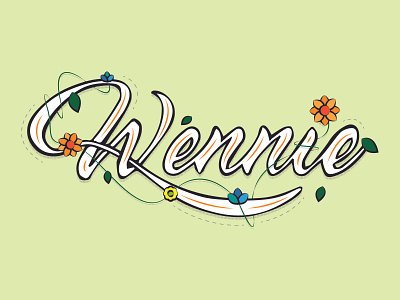 Wennie branding design flowers lettering type design typography vector