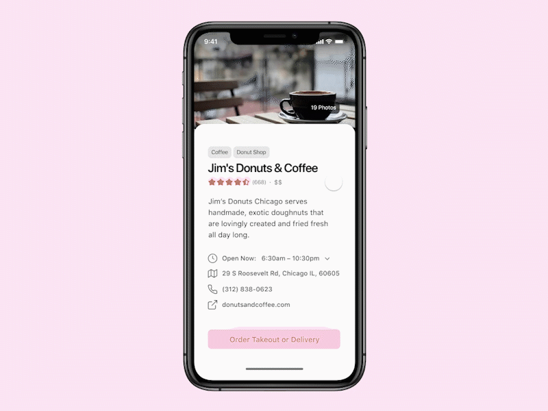Restaurant Detail UI animation food interaction invisionstudio product design restaurant ui ux