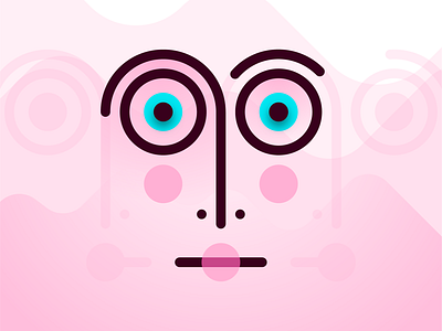 staring contest blue color doodle eyes face illustration pink saturday