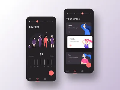 Just relax app app design application clean fitness illustraion mobile steps stress ui ux