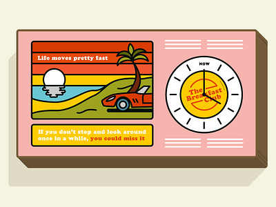 Lightbox clock design for The Breakfast Club, London breakfast club design ferris bueller illustration illustrator interior design lightbox line art typography wall art