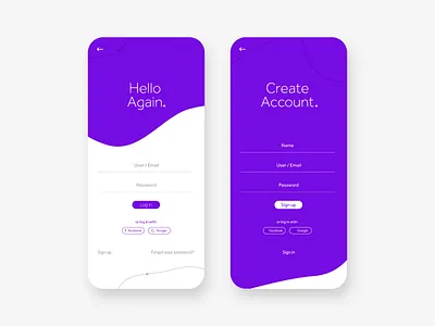 Log in / Sign up UI account app design interface login register signup ui ux