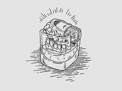 Last Words bar black and white cocktail drink illustration ipadpro procreate simple
