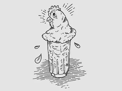 Kentucky Mule bar black and white cocktail illustration ipad pro procreate simple