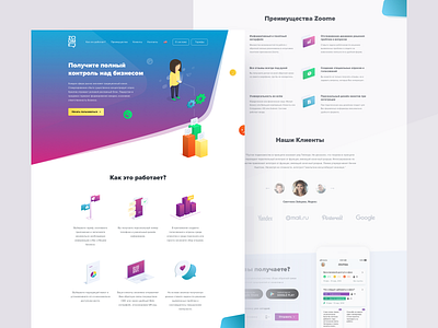Zoome Landing app clean flat illustration isometric landing minimal ui vector web