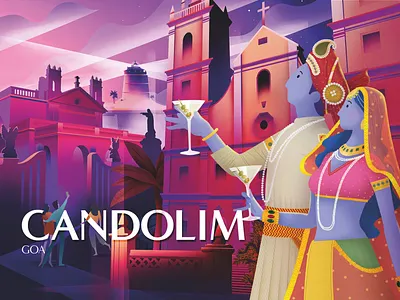 Casa Palm Doors Post Cards for Goa art deco design illustration postcard