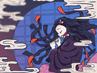 祢豆子かまど-ねずこ illustration ipad procreate