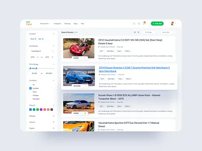 Classified Car Web UI 2019 adsense appdesign apps card classified ads classifieds clean ui colors filters platform sell ui user interface ux webapplication webapps webdesign website