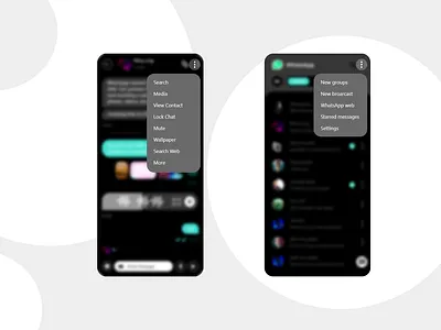 Settings Whatsapp App REDESIGN dark mode app app design dark mode design flat settings ui ux whatsapp
