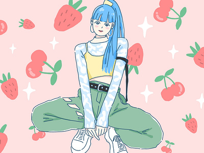 Cute girl art girl illustration