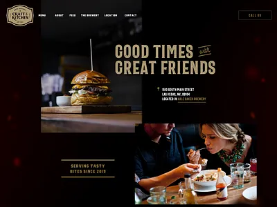 Arts District Craft & Kitchen Website Mockup bar branding eat food header mockup pub restaurant web design website website concept
