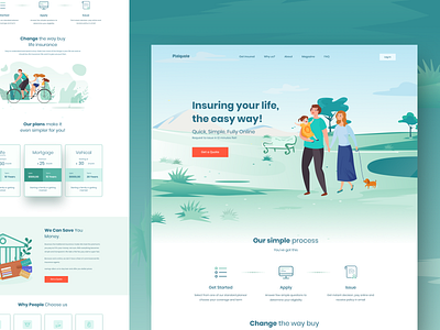 Pixiquote - Insurance landing page 2019 trend creative homepage insurance company insurance landing page product design trendy design ui ux visual design webdesign