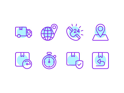 Logistic Delivery blue delivery delivery box delivery van icon icon design illustration location logistic delivery timer