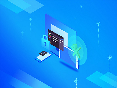 Privacy Protection 2.5d design equipment illustration key privacy