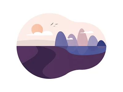 Landscape illustration landscape mountains shape shape elements sun vector
