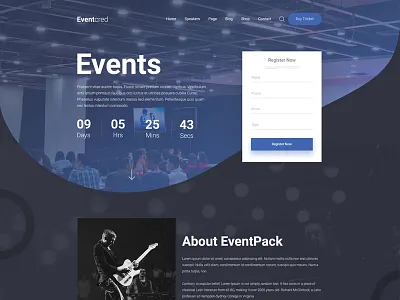 Eventcred - A Creative Event PSD Template conference conference management corporate event creative design design agency dribbble best shot event event home page event landing page event management event sneakpeek event tickets event website meeting meetup modern event template webdesign website workshop