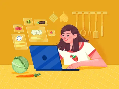 Food And Recipe Illustration branding character food grainy illustraion texture ui vector web webillustration