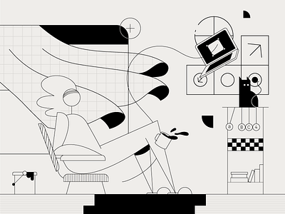 Reconfiguration cat character coffe flat illo illustration spilled