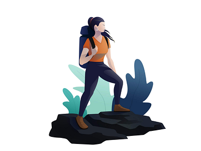 Hiker Girl 100daysdesignchallenge girl gradients hiker illustration minimal photoshop