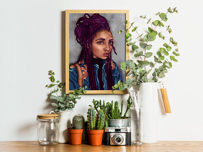 One Week Portrait with Plants Mockup digital art digital illustration digital painting digital portrait figurative illustration portrait portrait art portrait illustration portrait painting