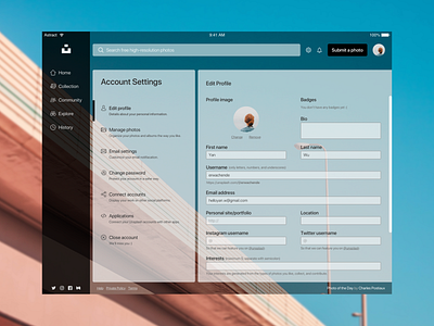 Settings Page #DailyUI dailyui ipad settings settings page settings ui unsplash