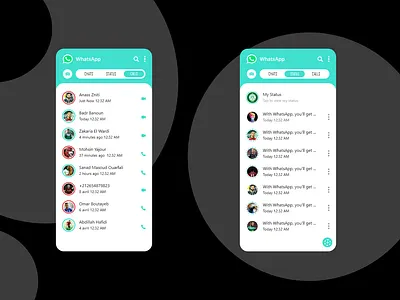 Status & Calls Whatsapp App REDESIGN light mode animation app app design branding call calls design flat icon illustration light logo mode statu status type typography ui ux whatsapp