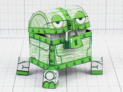 Malicious Mimic Dungeon Paper Toy chest dnd game gameboy mimic paper craft paper toy pixelart video
