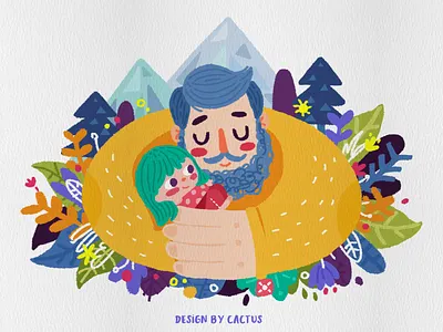 I love you dad design drawing fathers day girl illustration paint typography