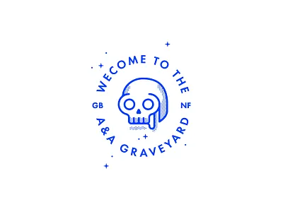 A&A Graveyard Illustration angel and anchor belfast branding design illustration logo design monoline skull