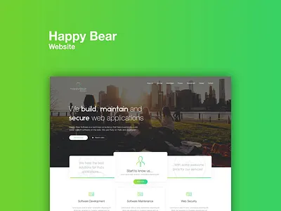 Website Concept :: Happy Bear bear branding concept design freelance gradient green happy bear interface mobile responsive software startup web web design website