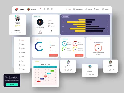 VPRO Dashboard UI admin appointments button chart check dashboard finance. likes plan schedule shape ui user utilities ux