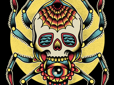 Spider Tattoo Flash apparel design classic design illustration retro skull tattoo traditional tattoo vintage