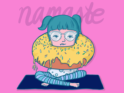 Donut Touch Me art design donut draw drawing girl graphics illustration minimal namaste sketch yoga