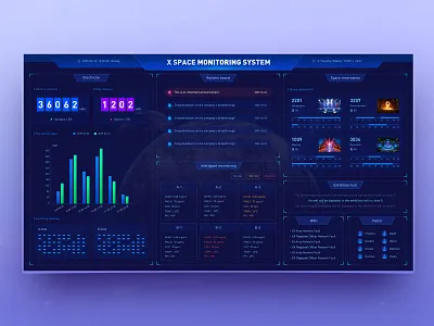 X space monitoring system astronaut design future icon science space ui ux visual web design