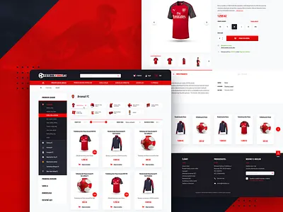 Football fanshop website clean design football football club graphics jersey minimal product red soccer sport ui ux web website white