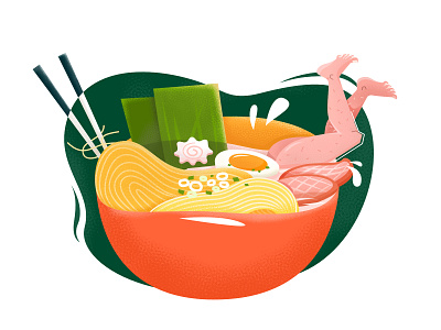 Japanese ramen bowl flat food illustration japan japanese food japanese ramen legs noodles ramen vector
