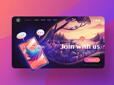 illustration of social media to nature landscape background business character chat communication community concept dashboard design digital flat forest freedom global icon illustration internet journey landing page landscape