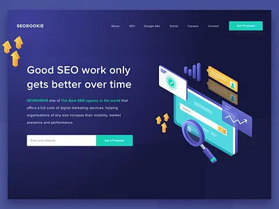 Hero Header illustrations for SEO Agency clean dark dark ui illustration illustrations isometric isometric illustration landingpage seo seo agency seo company seo services ui ux vector webdesign