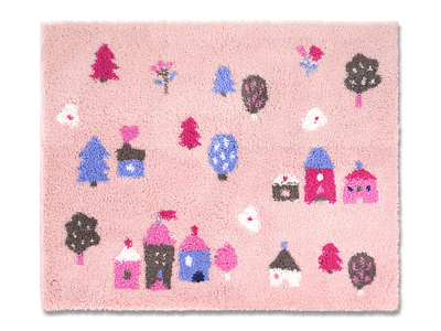 Scandinavian City Rug city illustration cityscape colorful cute finland flat color flat illustration home decor home fashion house illustration illustrated rug illustration landscape illustration leena kisonen pastels rug rugs scandinavian textile design textile print