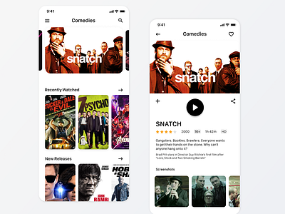 Daily UI Challenge Tv App #25 app challenge comedy cool dayliui design figma film ios mobile muvie smart tv snatch speedyg0nzalesart stars tv tv app ui user experience user interface