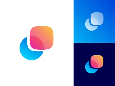 Motion / Blend / Morph Logo Exploration brand identity branding graphic circle shape rectangle round for sale unused buy geometry geometric 2d light gradient modern blue pink logo mark symbol icon overlay overlap mode transition shadow highlight negative space