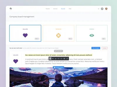 BV • Company board view for admin, editable admin admin dashboard app application blending company dashboard dashboard design design editable experience gradients interface product design ui design web