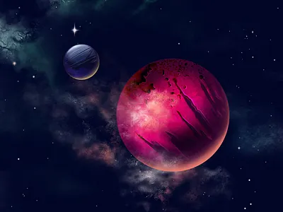 Red Giant 2d 3d alien ball cartoon clouds deep design digital art drawing game design illustration nebulae planet planetarix satellite space stars ui universe