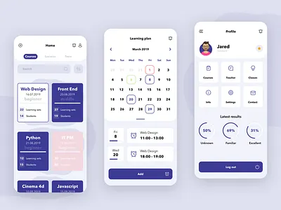 IT Courses Online app application clean concept courses design education illustration ios mobile profile ui ux