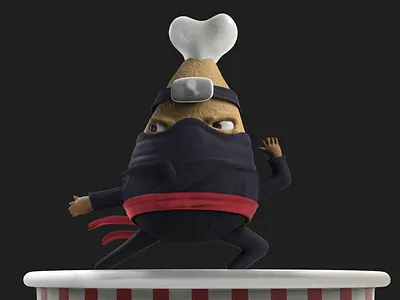 Leo the Fried Chicken Ninja 3d 3d art character chicken cinema4d colors design dribbble funny illustration keyshot keyshot 7 modeling ninja render shot zbrush