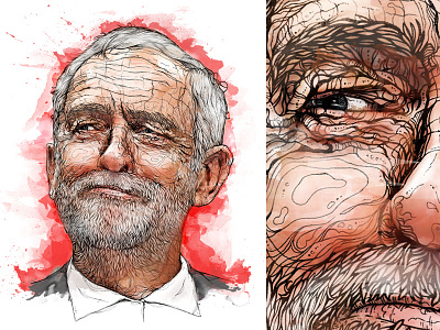 1-day portrait 'Jeremy Corbyn' beard brexit detail drawing editorial editorial illustration eyes face hand drawn illustration labour lines london parliament pen pencil politics portrait uk