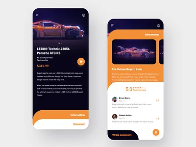 LEGO toy car app design ui