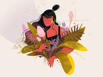 Wildflowers animation character colorful design flowers illustration motion plants textured wildflowers woman
