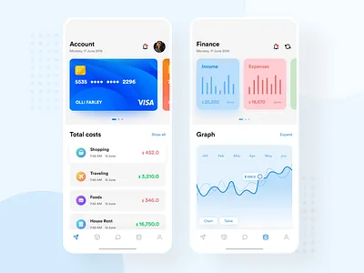 Finance App adobe xd app design application design flat gradient minimal minimal design mobile ui photoshop ui user experience user interface design userinterface ux vector